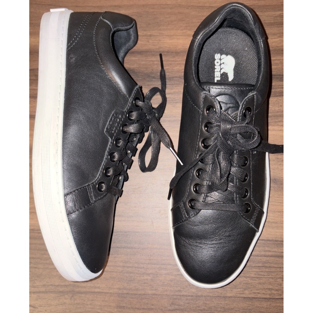 Sorel CYPRUS LX Women's 8.5 Black White Leather Sneakers EU 39.5 Minimalist Shoe